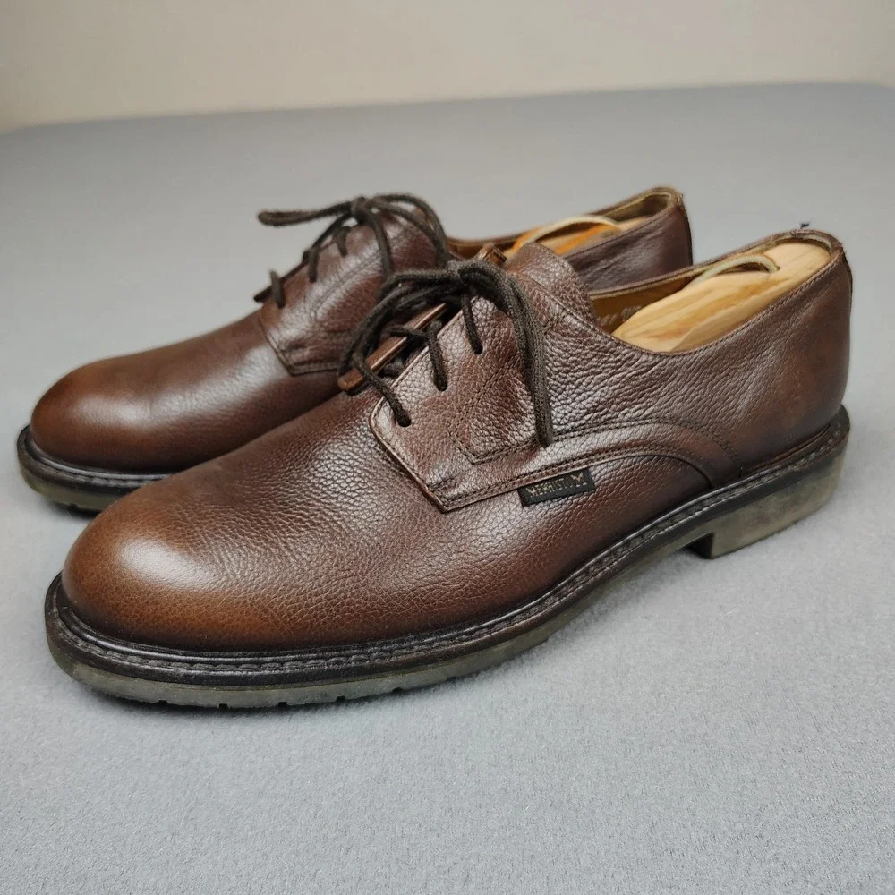 Mephisto Marlon Oxford Shoes Men 10 Pebble Chestnut Leather Goodyear Welt Derby